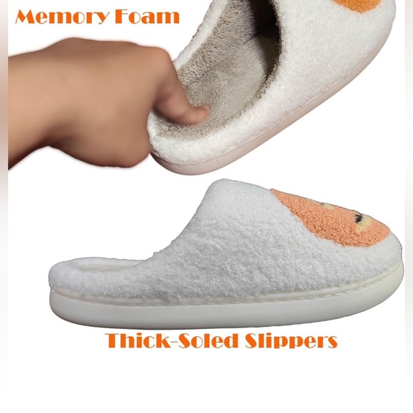 NWT Women’s Warm and Cozy Orange and White Pumpkin Slippers Size 10.5-11 - Picture 3 of 10
